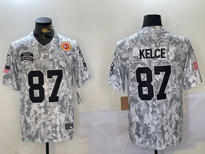 Men Kansas City Chiefs #87 Kelce Nike Arctic Camo 2024 Salute to Service Limited NFL Jersey style 5->kansas city chiefs->NFL Jersey